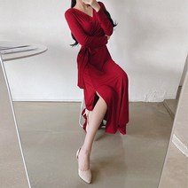 여신 트임 랩 롱 원피스