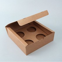 천운패키지 타르트박스(4구)_크라프트(속지포함) 1묶음(50개) 205x205xh65, 1묶음50개, 50개