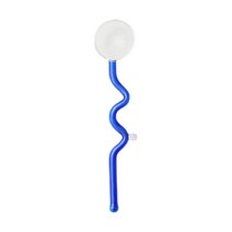 컬러 유리 믹싱 스푼 투명 유리 스푼 홈 주스 커피 스 음료 믹싱 스푼 주방 바 액세서리, 파란색