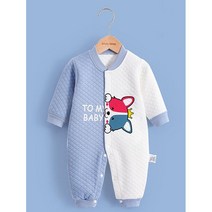 우와우와 동물농장 똑딱이 면 누빔 신생아 우주복 (겨울용)