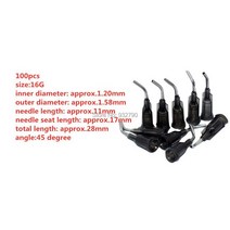 에폭시 100pcs 14G/15G/16G/18G/20G/22G 디스펜스 바늘 주사기 팁 접착제 액체 45도 스테인리스, 03 100pcs 16G