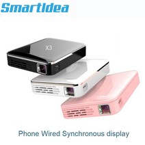 SMARTLDEA X3 포켓 DLP 프로젝터 유선 안드로이드 전화와 연결 아이폰 HD-인 USB 배터리 디지털 비머 홈 비디오 프로젝터, 1개