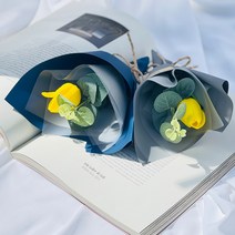 러블리팜 추모용 납골당 꾸미기 미니 조화 꽃다발 1+1 모음, 튤립1+1, 옐로우