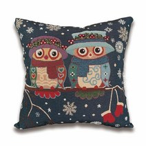 부엉이 쿠션커버 (08 겨울커플부엉이), 단품
