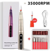 네일 전문 네일 샌더 35000RPM 충전식 휴대용 LED 디스플레이 및 6 팁 페디큐어 매니큐어 드릴 기계에 대, 06 Nail Pen-Gold