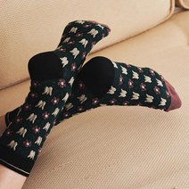 꼬랑내 레트로 플라워 데코 꽃 무늬 양말