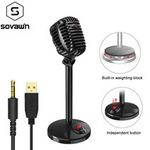 가라오케 마이크 유선 스튜디오 hd 소음 차단 콘덴서 탁상용 usb 35mm 컴퓨터 전문 레트로 용 mirphone, 중국, 블랙 USB 버전