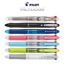 [영번지몰] 파이롯트 부드러운 아크로볼 멀티펜 3C/4C 0.7 Acroball 저점도 노크식 유성 다색 펜 볼펜 바디랜덤, 4색볼펜_0.7mm_바디색상랜덤