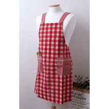 귀여운 어린이집 체크무늬 투 포켓 앞치마 3color 밥그릇 합식기, 브라운