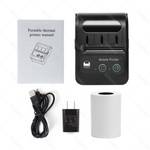 바코드프린터 휴대용프린터 라벨지 미니 송장 GOOJPRT-PT210 58mm 감열 영수증 프린터 USB 및 블루투스 인터페이스 무선 연결 안드로이드 전화 앱, 01 1 Printer_03 영국 플러그