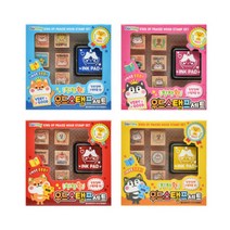 칭찬왕 우드스탬프 세트 참 잘했어요 스탬프 굿 잉크패드 포함, 4개 1세트
