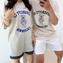 여남공용 곰티 캐릭터 어깨넓어보이는반팔 비침없는흰티 반팔 남자 목안늘어나는티 오트밀색