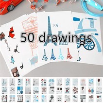 어린이 3d펜 3d프린터 저온3d펜 드로잉 간단조작 DIY 3d용품 3d 펜 페이퍼 낙서 보드 템플릿 카피 패턴 50 참조 도면 투명, [01] 기타 (ae˚) frequ, [01] 50 drawings