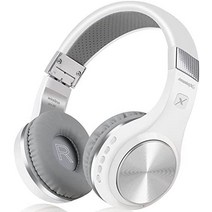 Bluetooth 헤드폰 PC/휴대폰/TV용 유선 및 무선 마이크 및 볼륨 조절 기능이 있는 Riwbox XBT-80 접이식 무선 스테레오 헤드폰 오버이어(화이트 및 실버)-33793, 화이트 골드