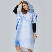 데코양 판초타올 비치타월 물놀이수건, 블루썸머