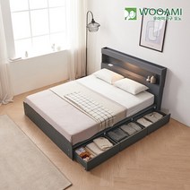 우아미가구 모노 피크 LED 3서랍수납형 본넬양면 K 침대 DM5250, 화이트