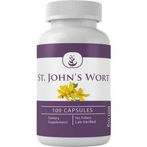 여성갱년기영양제 에스트로겐 여성호르몬 갱년기에좋은영양제 약 St. Johnu2019s Wort100캡슐 넌GMO 글루텐 프리 휴식 안면홍조, 100개 (1팩)