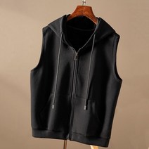 셀럽당 여자 조끼 후드 캐주얼 루즈핏 민소매 카디건 집업 후드 코트 D02810