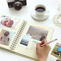 초음파 앨범 사진앨범 포켓 포토북 인생네컷 육아일기 꾸미기 보관 태아일기 아기, 그린