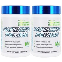 래피드컷츠팸 커피콩 여성용 다이어트 보조제 60 캡슐/ Rapidcuts Femme Green Coffee Bean Extract 60 Caps, 레피드컷츠 팸 60 캡슐 x 2병