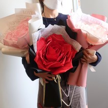 자이언트 꽃다발 장미 한송이 졸업식 입학식 크리스마스 로즈데이 기념일 생일 환갑 축하 선물, 살구