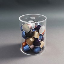 아크릴 큐브 캡슐커피 보관함 26종 정리함 네스프레소 돌체구스토 호환용, 05_원통(M) 12x15.8cm 네소기준40pcs