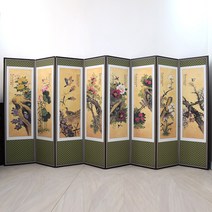 향림공예 8폭 고화화조도 반야 병풍 제사용 양면 수공예품
