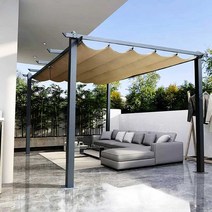 조립식 알루미늄 바베큐장 원두막 파라솔 펜션 정자, 3X4m/베이지 타포린