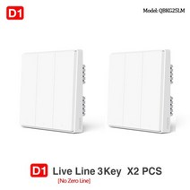 스마트 iot 홈 스위치 Aqara-벽 D1 지그비 무선 키 라이트 원격 제어 파이어 와이어 포함/노 중립 작업 Mi Home Homekit 앱, D1 No Neutral 3KX2