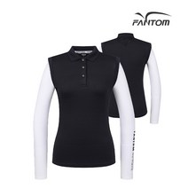 팬텀 골프 fantom여성 로고 패턴 소재 배색 긴팔 티셔츠 F221A1TO091_NA, 100, NA