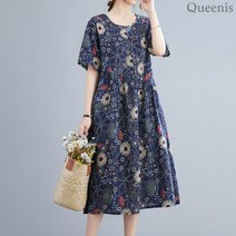 퀸이즈 퀸이즈 머크 플라워 포인트 반팔 원피스