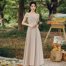 들러리 하객 브라이덜샤워 드레스 웨딩 평상복 여름 새틴 예복 -131097