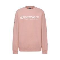 디스커버리 22FW 로건 와펜 빅로고 베이직 기모 맨투맨 남여공용 긴팔 티셔츠 핑크 DXMT71026-PKD