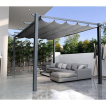 조립식 파고라 스카이어닝 바베큐장 테라스 썬룸 루프탑 캐노피 1X1.2M 천막미포함, 회색프레임3x3m회색타포린포함