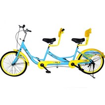 한강자전거 텐덤바이크 텐덤 2인용 자전거 투어링 접이식 특이한 2인승 커플, 단일사이즈, 블루