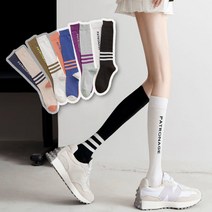 칼라 언발란스 니삭스 짝짝이 칼라풀 언밸런스 디자인 여성 롱 무릎 반 양말