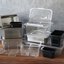 PC 스텐 바트 밧드 타공 받드 물받이 뚜껑 업소용 식당 반찬통 냉장고정리, PC 밧드 구성, 2/3 사이즈, 6인치 밧드 (투명)