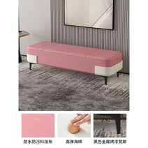 베드벤치 유럽풍 베드벤치 쇼파 의자 거실 북유럽 벨펫 엔틱 긴스툴 가죽 카페 미드센추리, 120X40X40cm, 피치핑크+베이지(보관불가)
