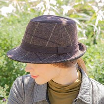 [디얼마미] 체크 페도라 모자 미시 중년 여성 50대 엄마모자