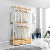 아트박스/아름이와다움이 맥스 1566 와이드 1단서랍 2단행거, 화이트