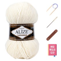 마마니트 라나골드털실 쁘띠목도리 DIY 세트, 62 라이트크림+부자재