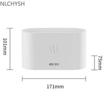 초음파 가습기 미스트 메이커 180ml usb 에센셜 오일 디퓨저 시뮬레이션 불꽃 홈, 흰색, 협력사