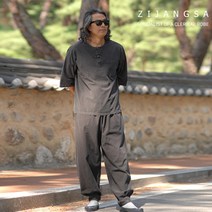 [10117] (남) 30수 1번 티 바지 한벌 생활한복 / 여름 2피스 거사님 남자 남성 한복 개량한복 수련복 법복 절복 승복 템플스테이 지장사