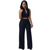 점프슈트 핑크점프수트 커버올 하이레그 바프의상 공식적인 jumpsuit wide leg pant women office solid color sleeveless belt v