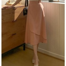 여성 여자 롱 스커트 치마 데일리 토피게 랩 플레어