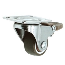 1인치 소형 무소음 TPE 브라운 회전브레이크형 고무 바퀴 캐스터, 1인치 TPE 브라운 회전브레이크형