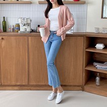 오슈 여성 베이직 기본핏 심플 데일리 엑스랩 노카라 가디건