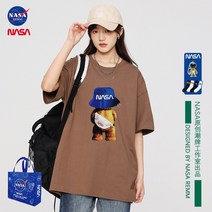 캐릭터반팔티 NASA 연명 여성 같은스타일 곰돌이 여름 순면 코튼 커플룩 와이드 루즈핏 트렌드 4997982866