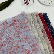 나염 폴리원단 꽃 원단 나뭇잎패턴 블라우스원단 의류원단 소품만들기 패브릭원단 홈패브릭 6종, 쉬폰, 5.레드