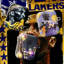 와우박스 주문제작 농구 에어팟 버즈 하드 케이스 LA 레이커스 레전드 코비 브라이언트(Kobe Bryant) 커스텀, 무광 하드케이스, 에어팟 프로